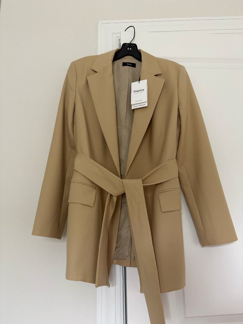 Theory NWT Belt Blazer Cardamom Sleek Flannel Wool Jacket 4
